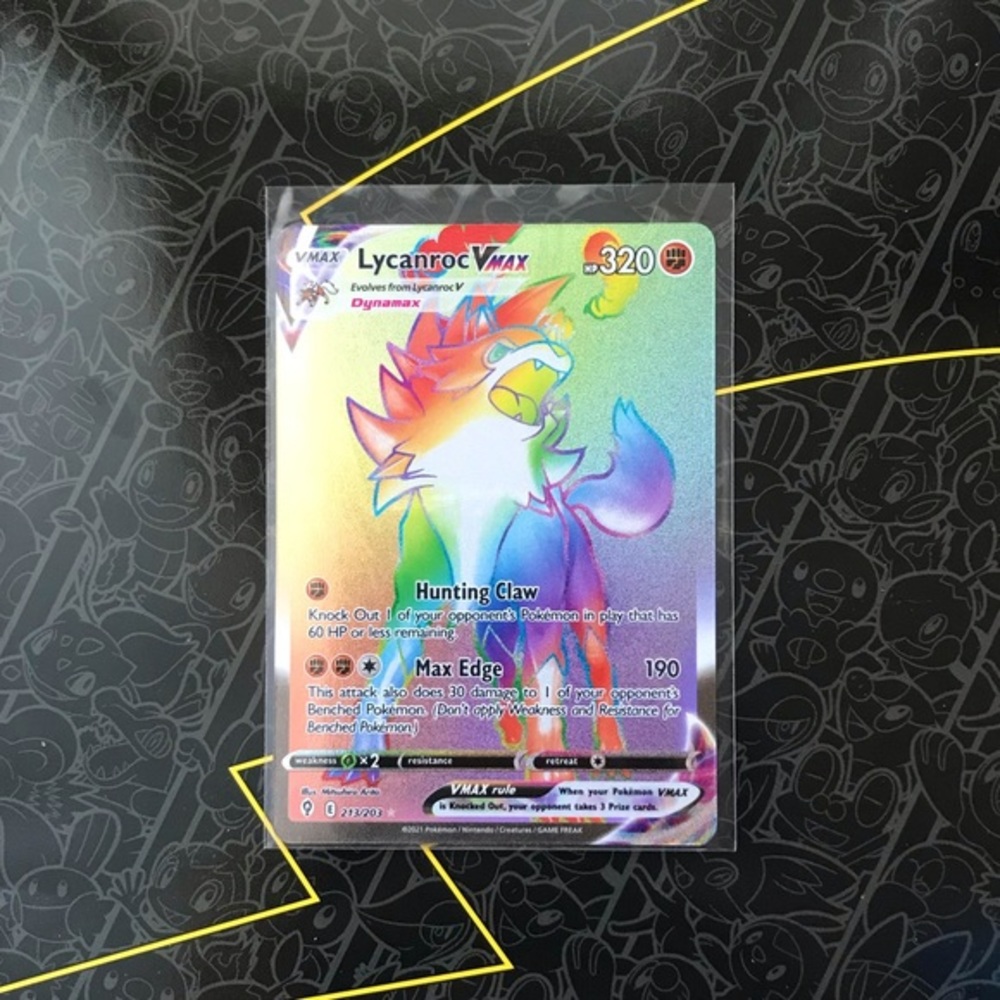 Lycanroc VMAX Rainbow Secret Rare Authentic Pokemon Card 213/203